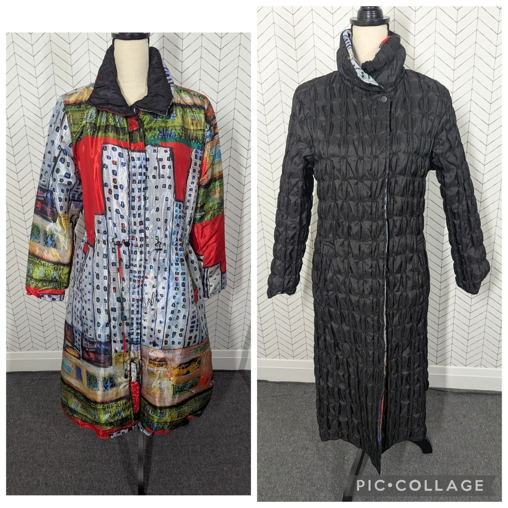 Ubu Coat Women's Medium Classic Reversible Broadway Quilted‎ Wearable Art